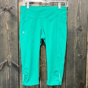 Athleta Dobby Be Free Knicker Leggings S‎ Green Cropped Stretch Activewear